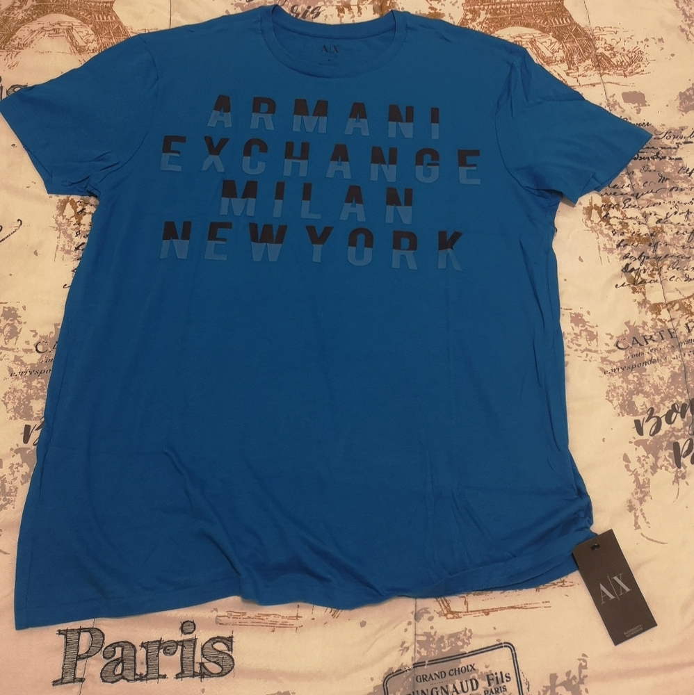 NWT Armani Exchange Indigo Linear Eagle Tee.  XL